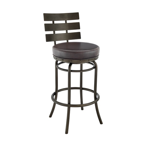 Armen Living Natya Swivel Counter or Bar Stool in Mocha Finish with Brown Faux Leather 840254333659 - main